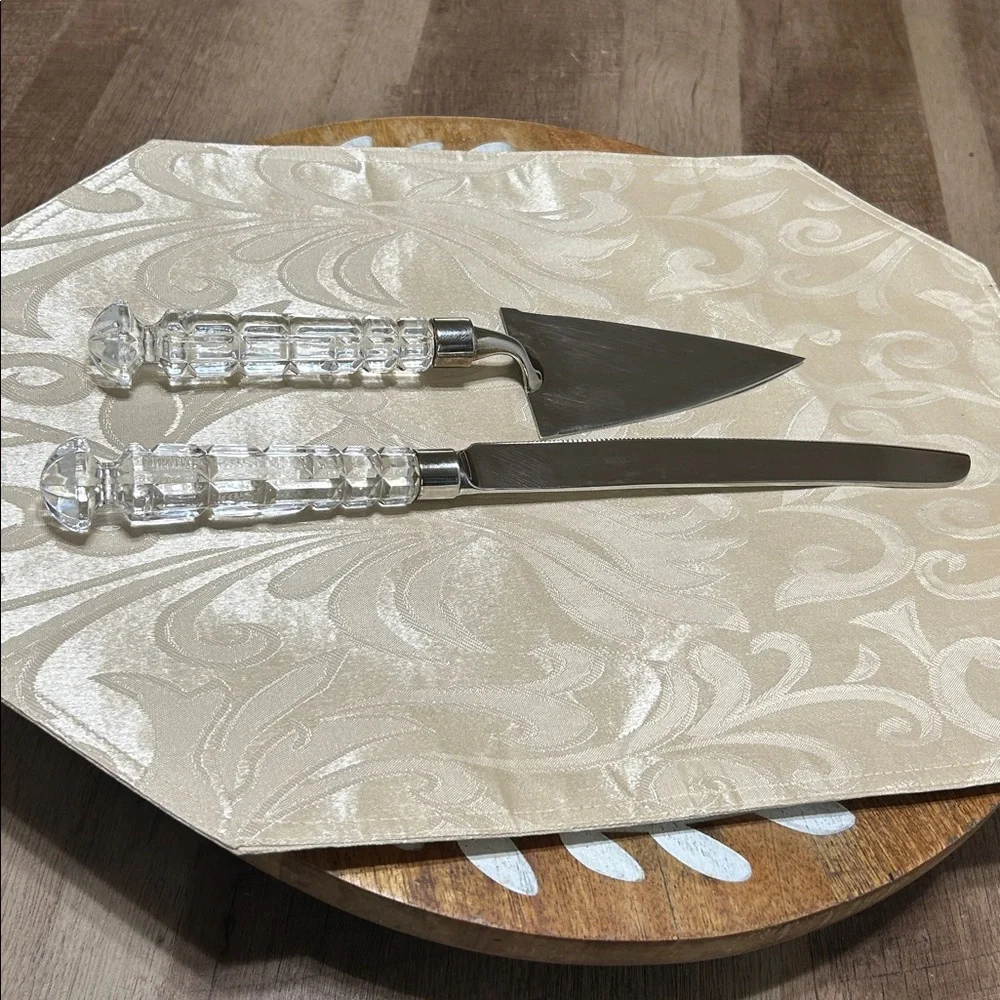 VTG Godinger Wedding Bridal Crystal Silver Plate Cake Server Cutting Knife